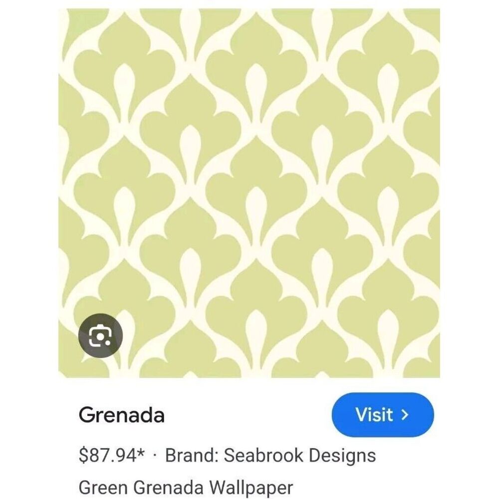 Seabrook‎ GREEN GRANADA Wallpaper, Green & White. One Double Roll